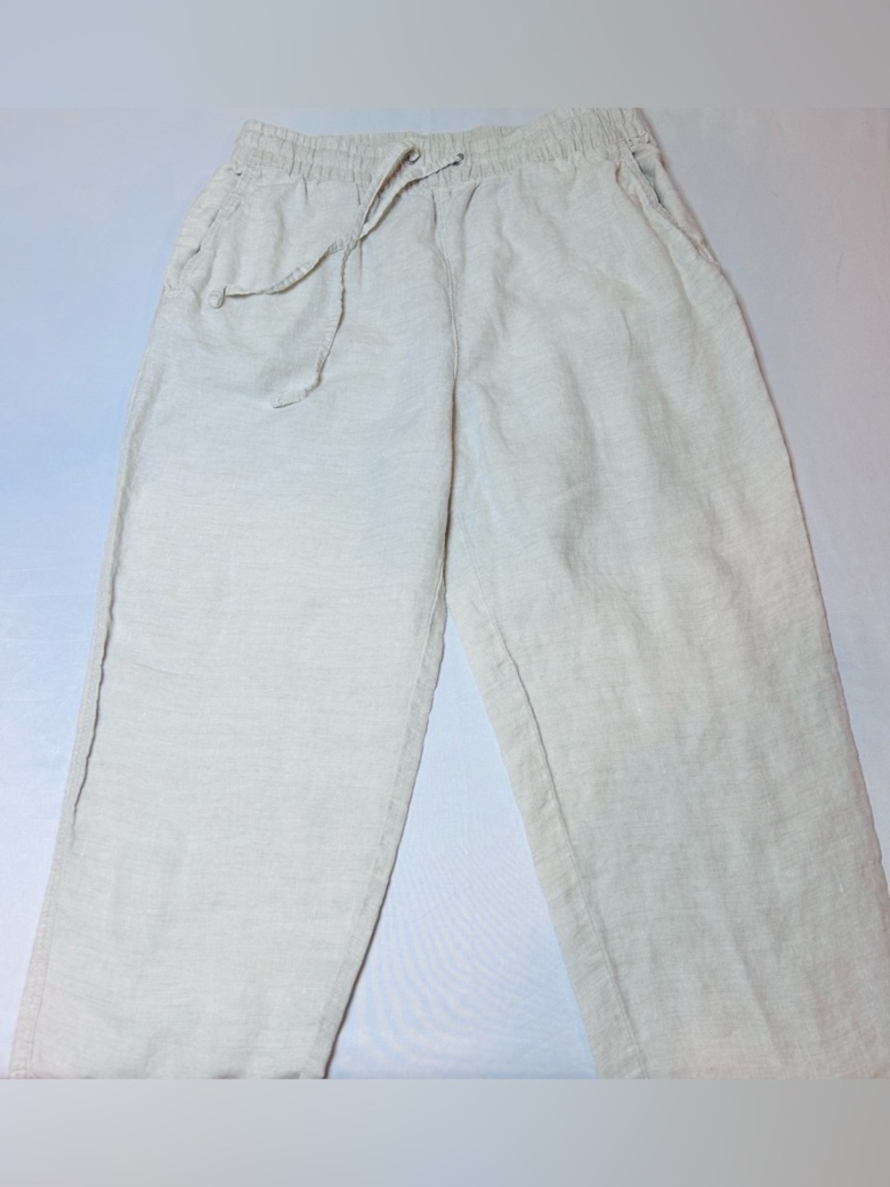 H & M women’s Cream Linen Pants Loose Fit Size XS